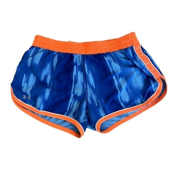 Under Armor Athletic Shorts Blue Orange White Running Walking Athleisure - Picture 1 of 5